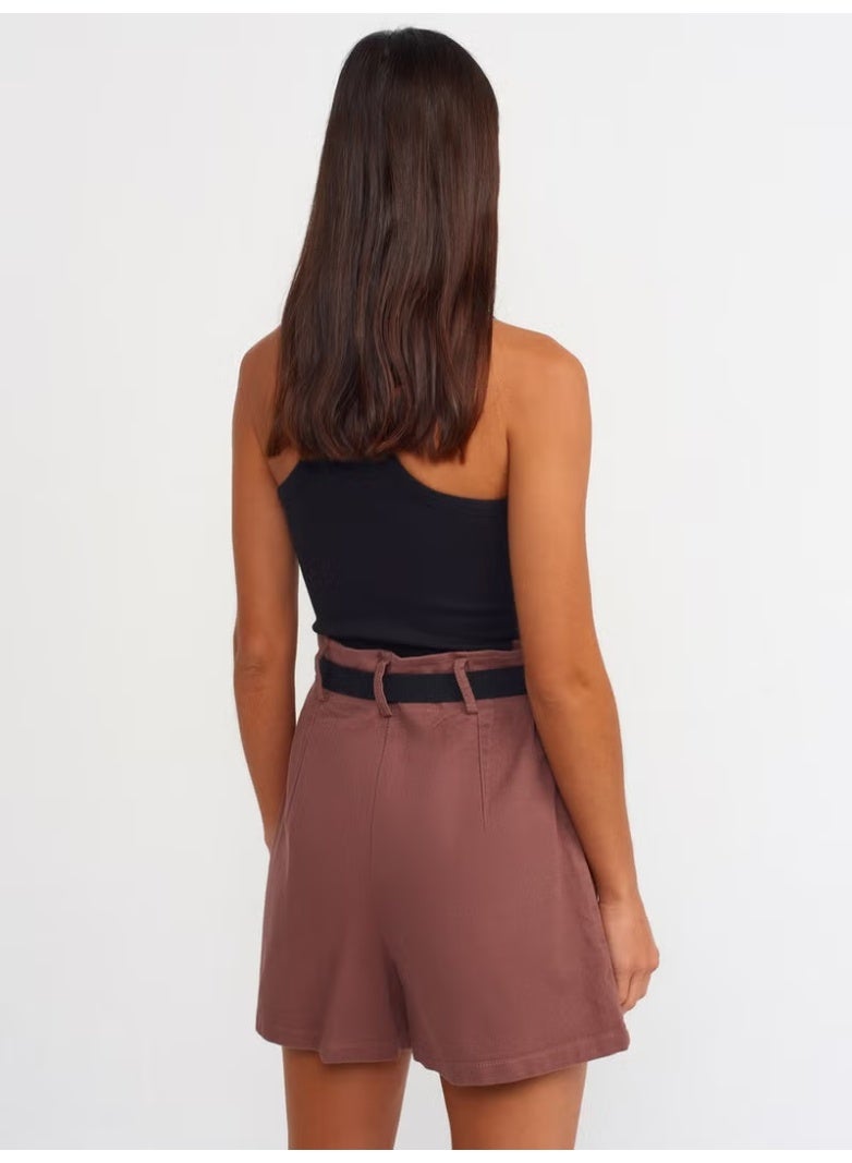 Dilvin 70365 Belted Shorts-Brown - Image 3